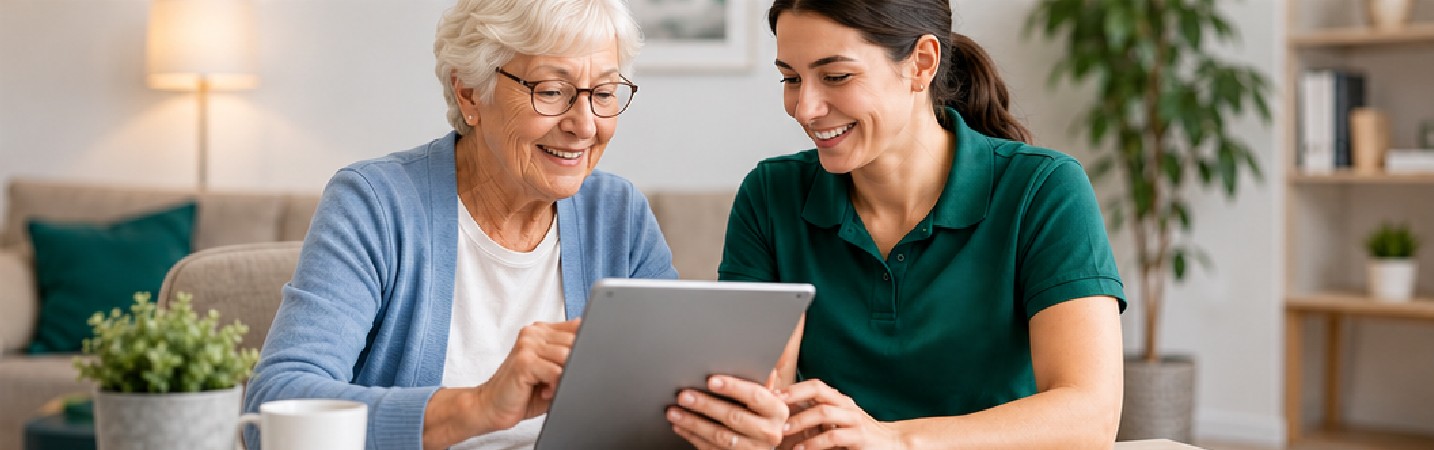 Seniorinnen und Senioren lernen digitale Anwendungen
